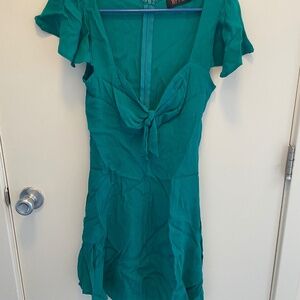 Teal Dress with Sweetheart Bow Neckline